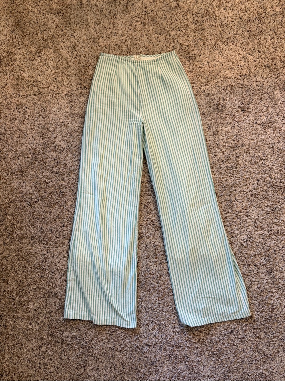 By Together Mint and White Striped Wide-Leg Pants